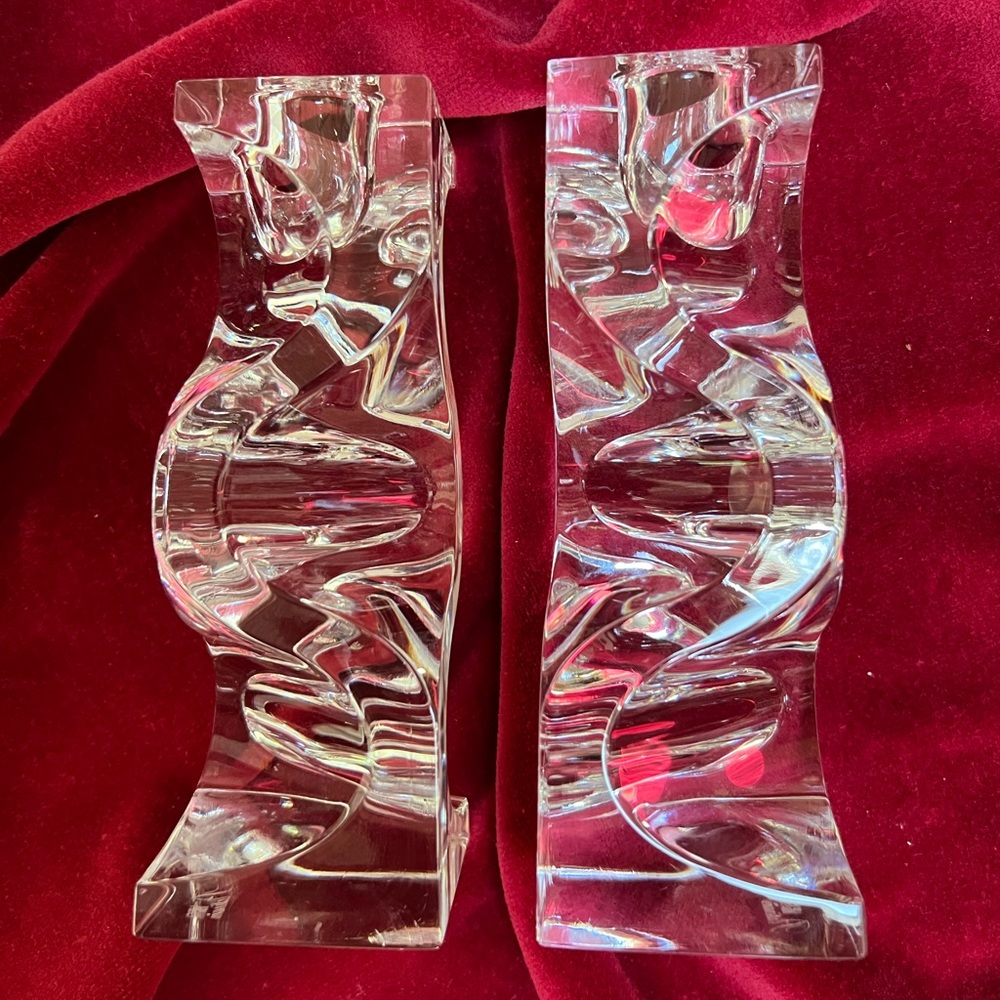 Vintage Mikasa Platinum Crystal 6” Candle Holders
